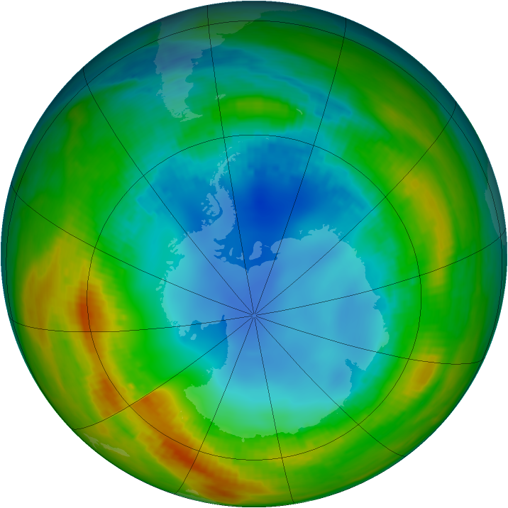 Antarctic ozone map for 05 August 1988